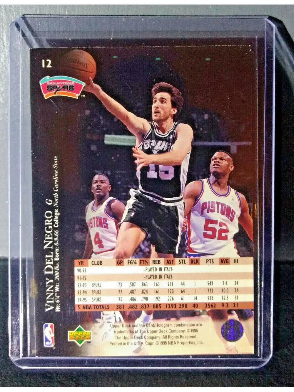 1995-96 Upper Deck Vinny Del Negro #12 Basketball Card